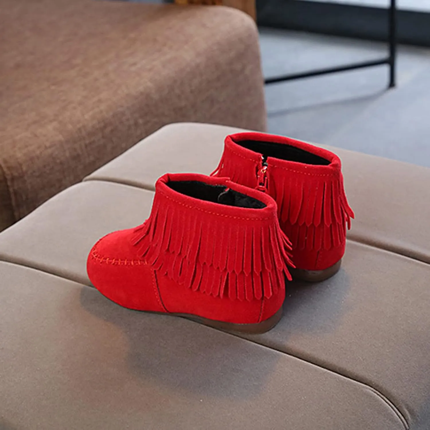 12M-6T Boots For Kids Baby Girls Infant Winter Fringe Tassel Ankle Boots Snow Boots Warm Shoes Non-Slip Booties