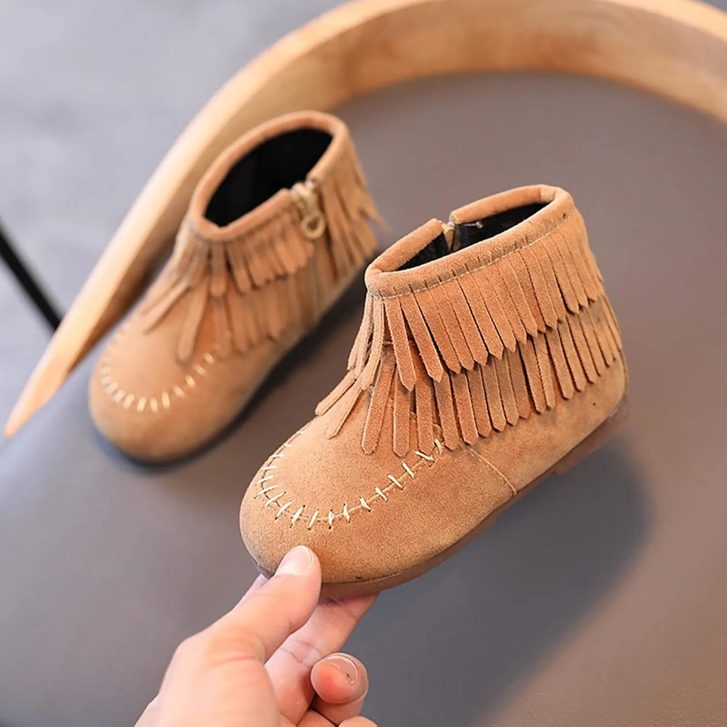12M-6T Boots For Kids Baby Girls Infant Winter Fringe Tassel Ankle Boots Snow Boots Warm Shoes Non-Slip Booties