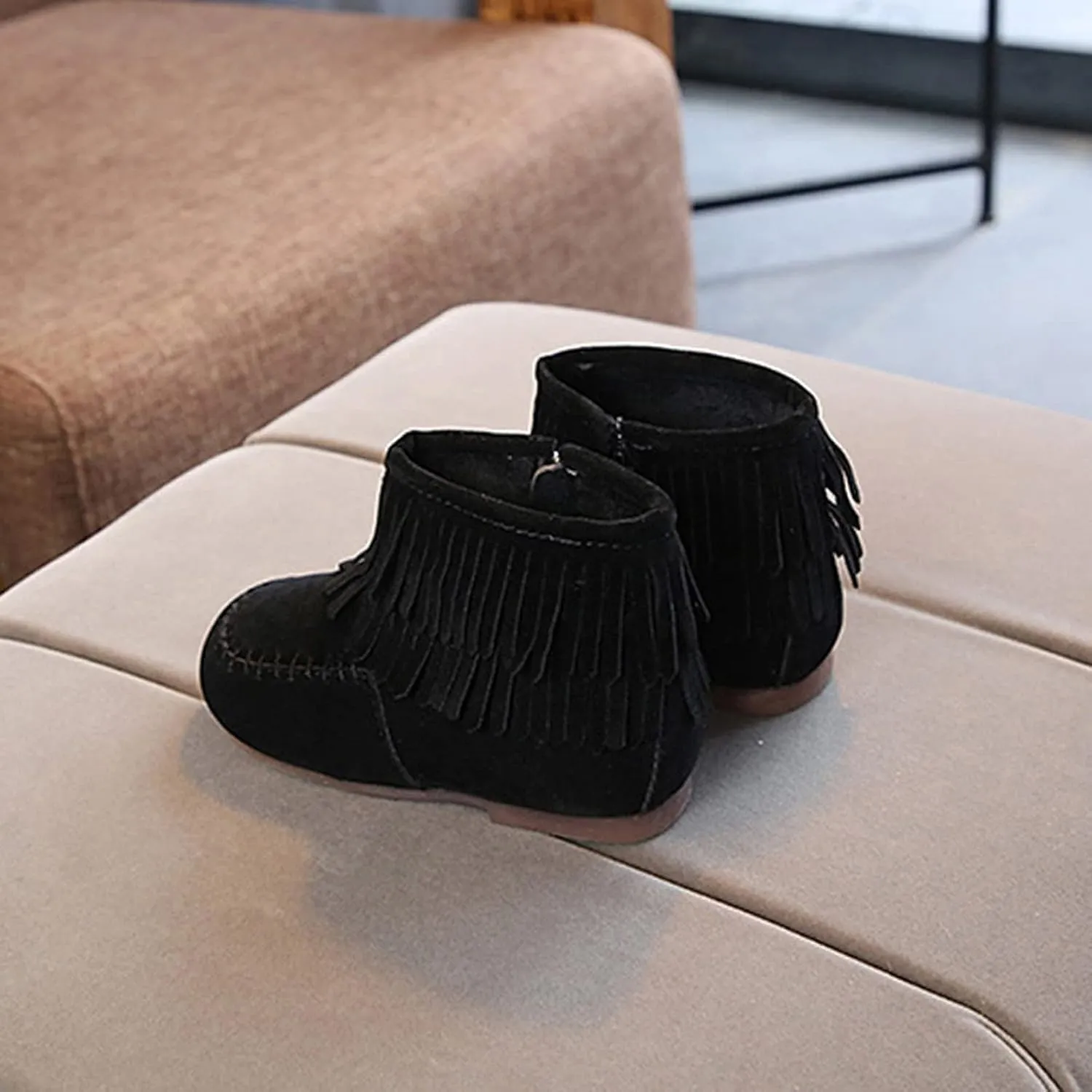 12M-6T Boots For Kids Baby Girls Infant Winter Fringe Tassel Ankle Boots Snow Boots Warm Shoes Non-Slip Booties