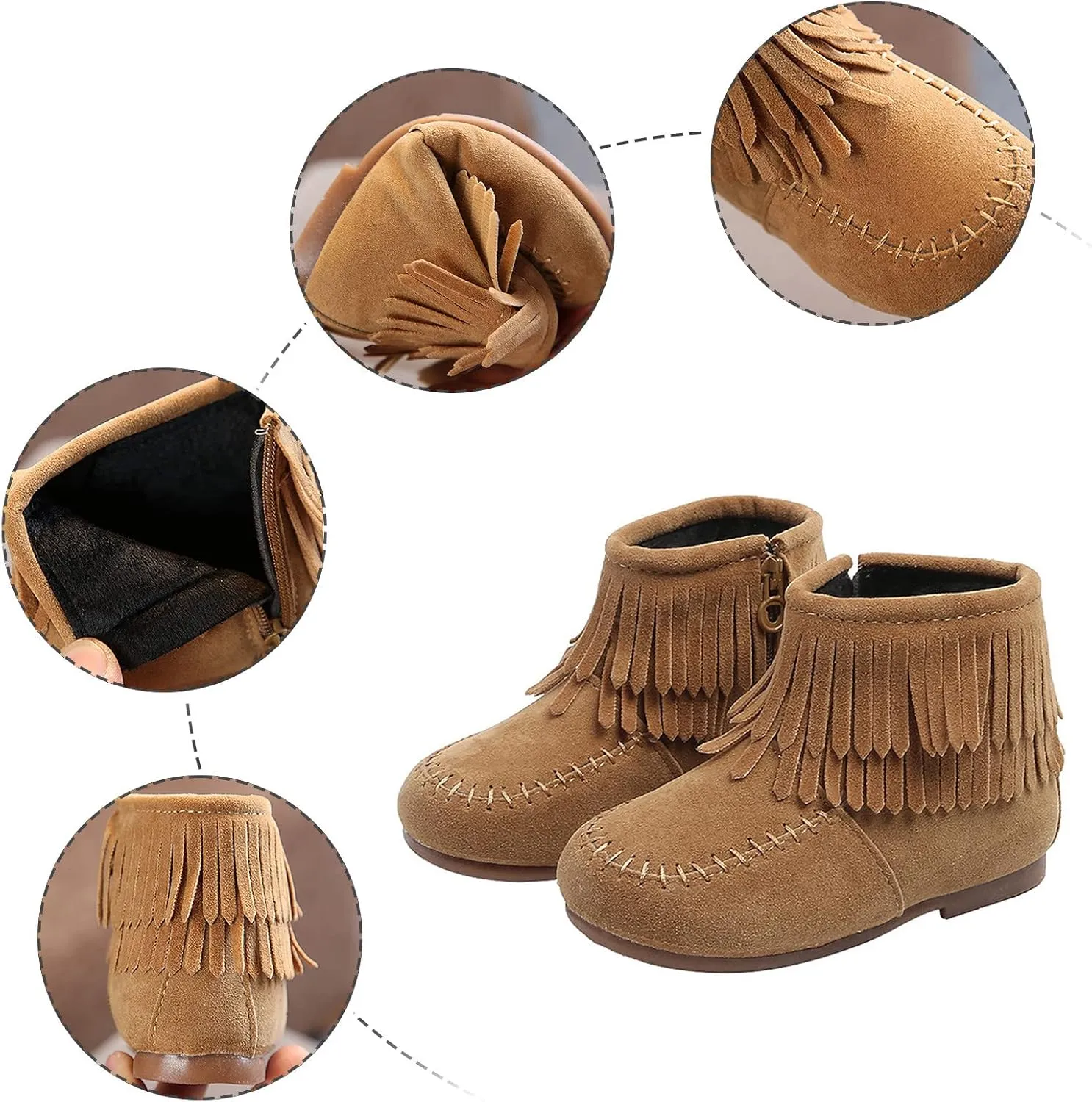 12M-6T Boots For Kids Baby Girls Infant Winter Fringe Tassel Ankle Boots Snow Boots Warm Shoes Non-Slip Booties