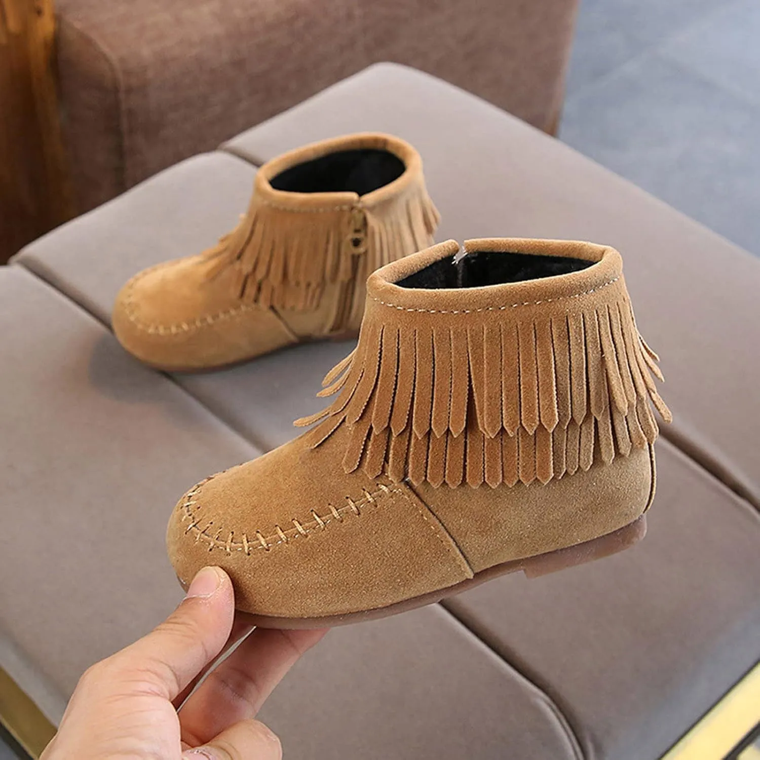 12M-6T Boots For Kids Baby Girls Infant Winter Fringe Tassel Ankle Boots Snow Boots Warm Shoes Non-Slip Booties