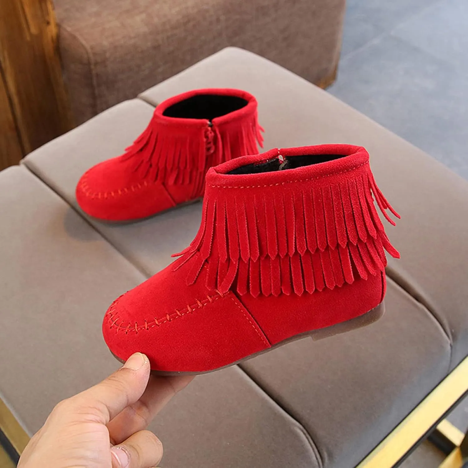 12M-6T Boots For Kids Baby Girls Infant Winter Fringe Tassel Ankle Boots Snow Boots Warm Shoes Non-Slip Booties