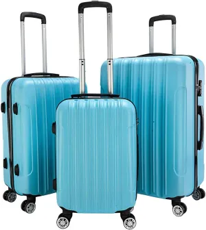 3 Piece Spinner Suitcase Hardshell Lightweight with TSA Lock Luggage Set for Travel, Business Trip 20in, 24in, 28in, Sky Blue