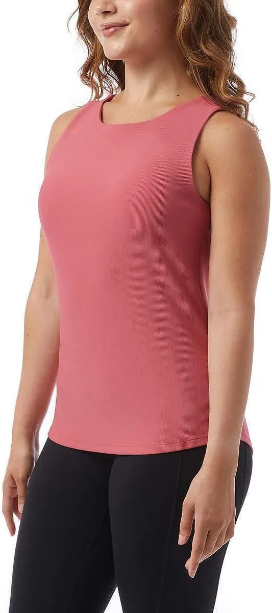 32 Degrees Women's Soft Textured Ribbed Tank Top with Built in Bra