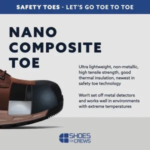 ACE Work Boots Fort Rock, Men's, Women's, Unisex Nano Composite Toe (NCT) Low Work Boots, Slip Resistant Water Resistant, Black, Size 7.5