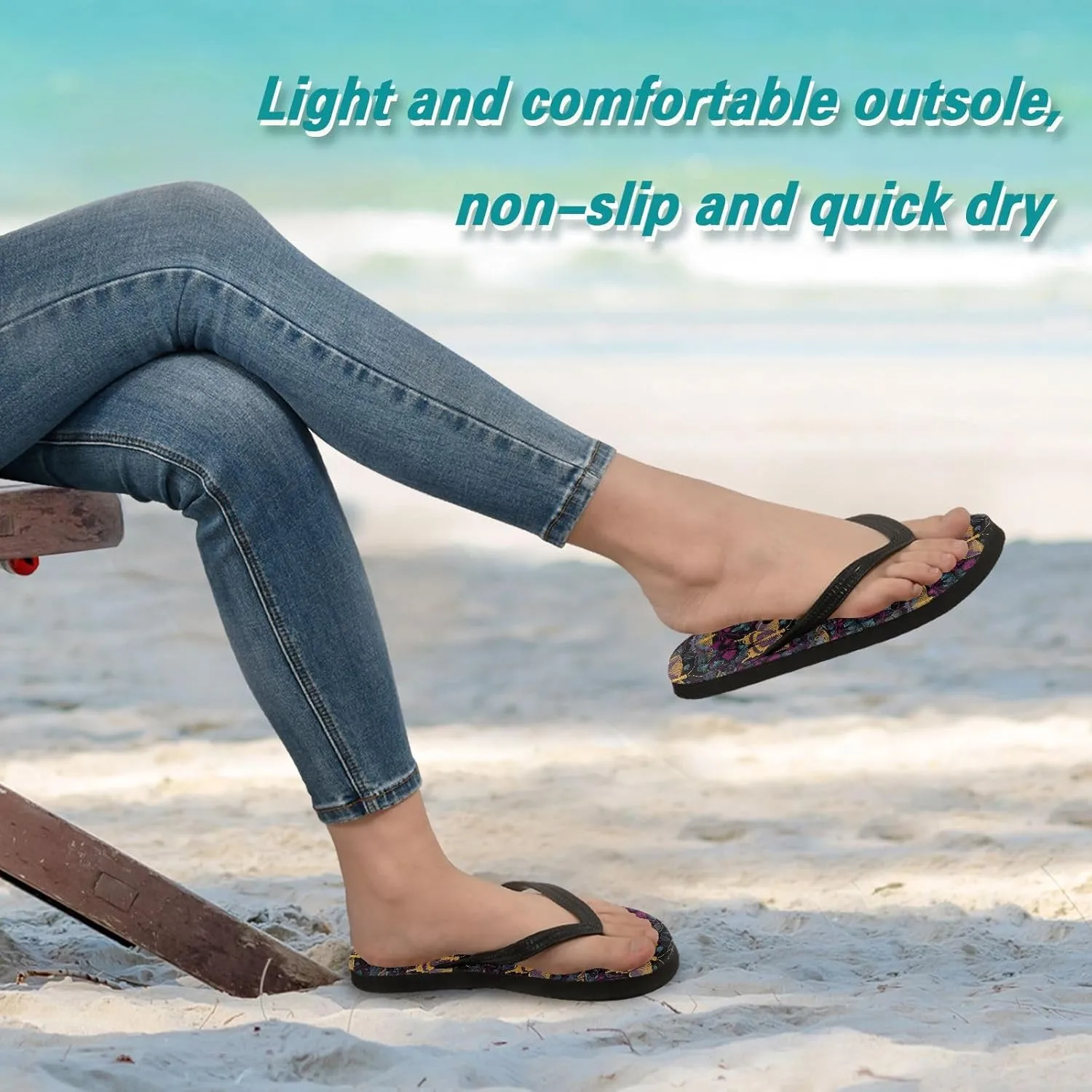 ALAZA Retro Butterfly Moths Flip Flops for Women Fashion Beach Slippers Comfort Mens Flip Flops Non-Slip Rubber Shower Slippers Sandal for Hotel Travel Sport,XS
