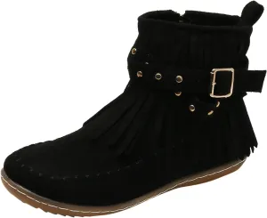 Ankle Boots for Women Comfortable Boots for Women Suede Fringe Tassel Round Toe Fashion Autumn and Winter Side Zipper