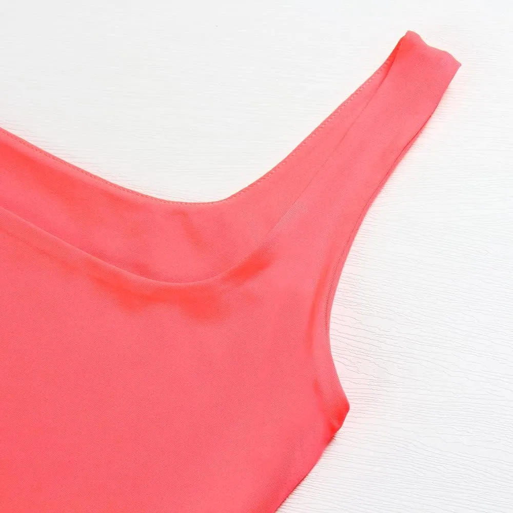 Artfish Women's Sleeveless Strappy Tank Square Neck Double Layer Workout Fitness Casual Basic Crop Tops