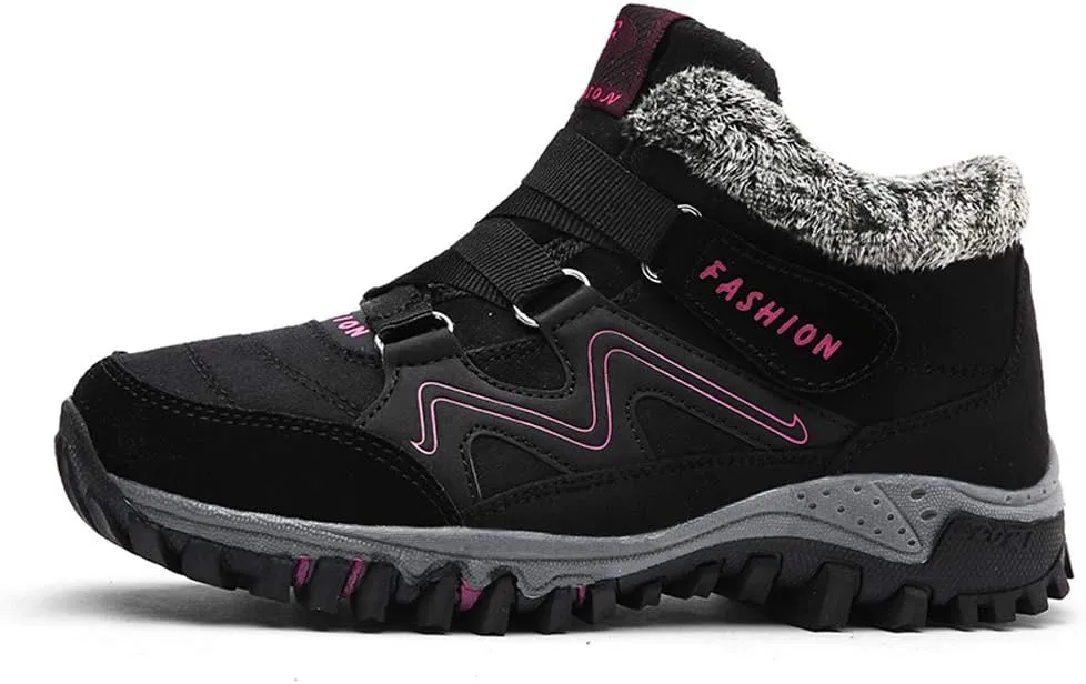 Asifn Men's Outdoor Snow Boots Winter Hiking Trekking Warm Climbing Shoes Booties Mid Top Fur&Plush Fashion Lace-Up
