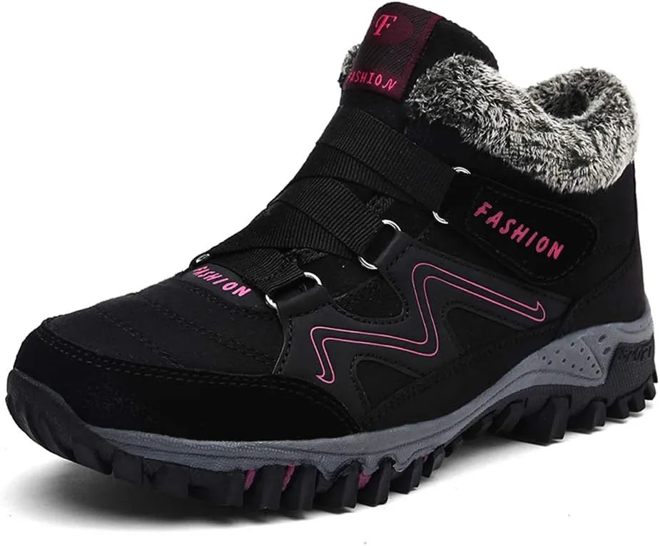 Asifn Men's Outdoor Snow Boots Winter Hiking Trekking Warm Climbing Shoes Booties Mid Top Fur&Plush Fashion Lace-Up