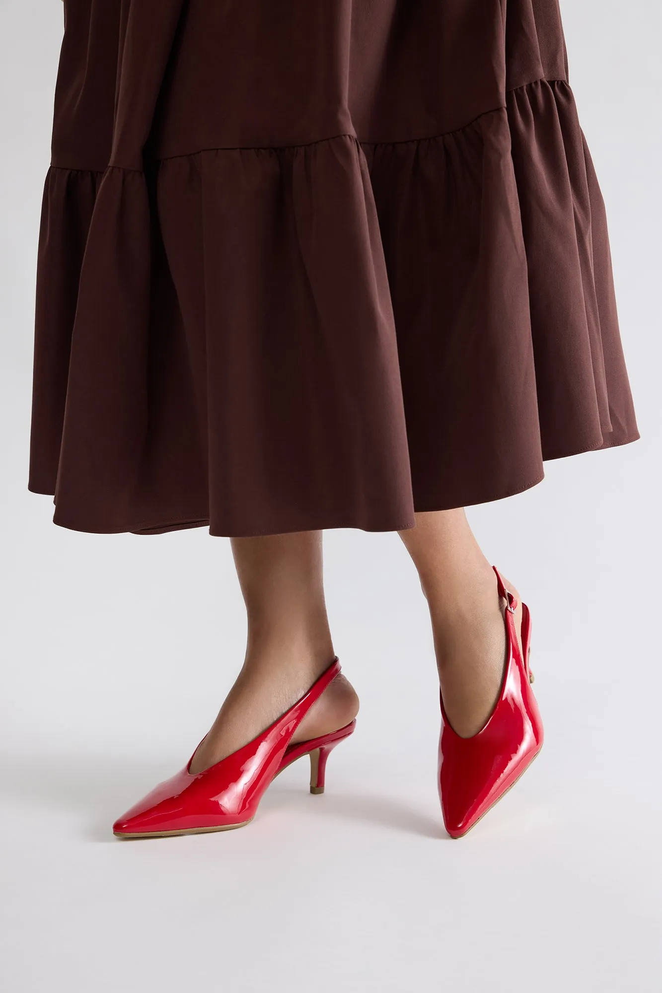 Azuka Slingback Mid Heels Pumps - Red