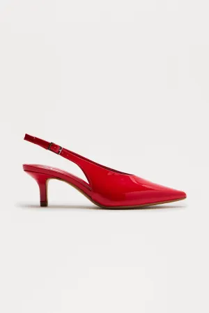 Azuka Slingback Mid Heels Pumps - Red