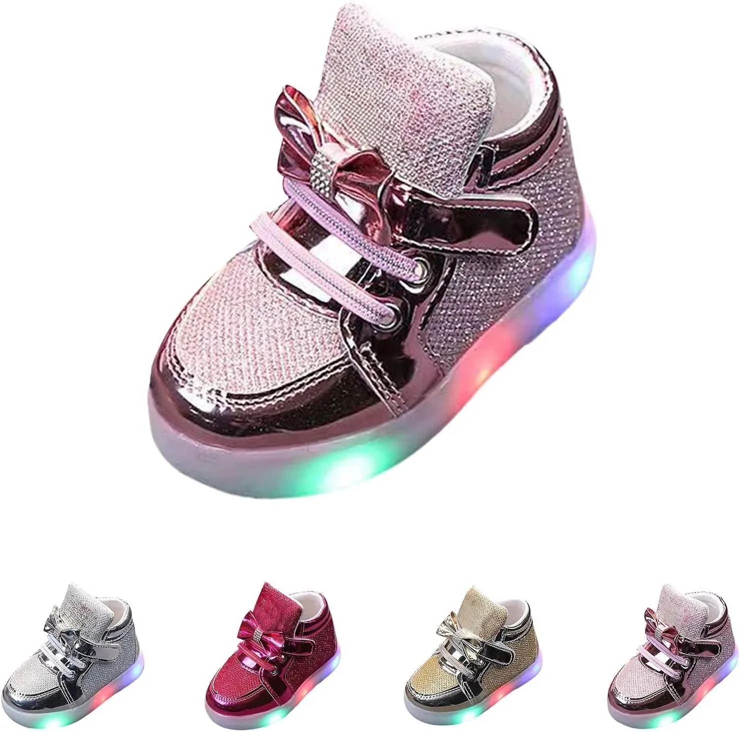 Baby Boys Girls Kids Solid Color Shining Light Up Shoes Toddler Infant Children Sequin Casual Kids Girl Shoes