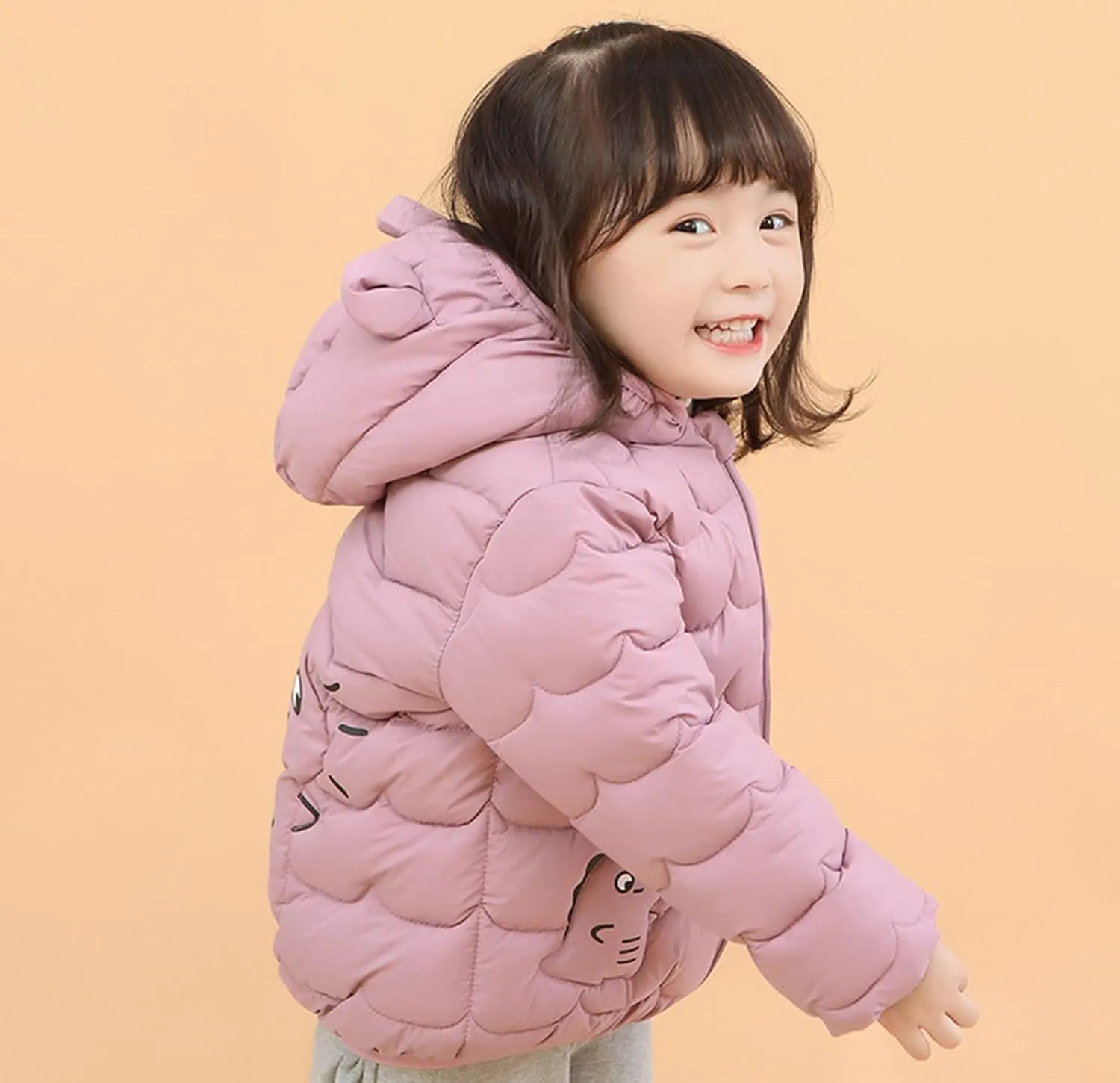 Baby Boys Girls Winter Coats Toddler Bear Hoods Down Jacket Infant Kids Dinosaur Light Puffer Padded Outwear
