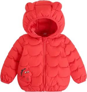 Baby Boys Girls Winter Coats Toddler Bear Hoods Down Jacket Infant Kids Dinosaur Light Puffer Padded Outwear