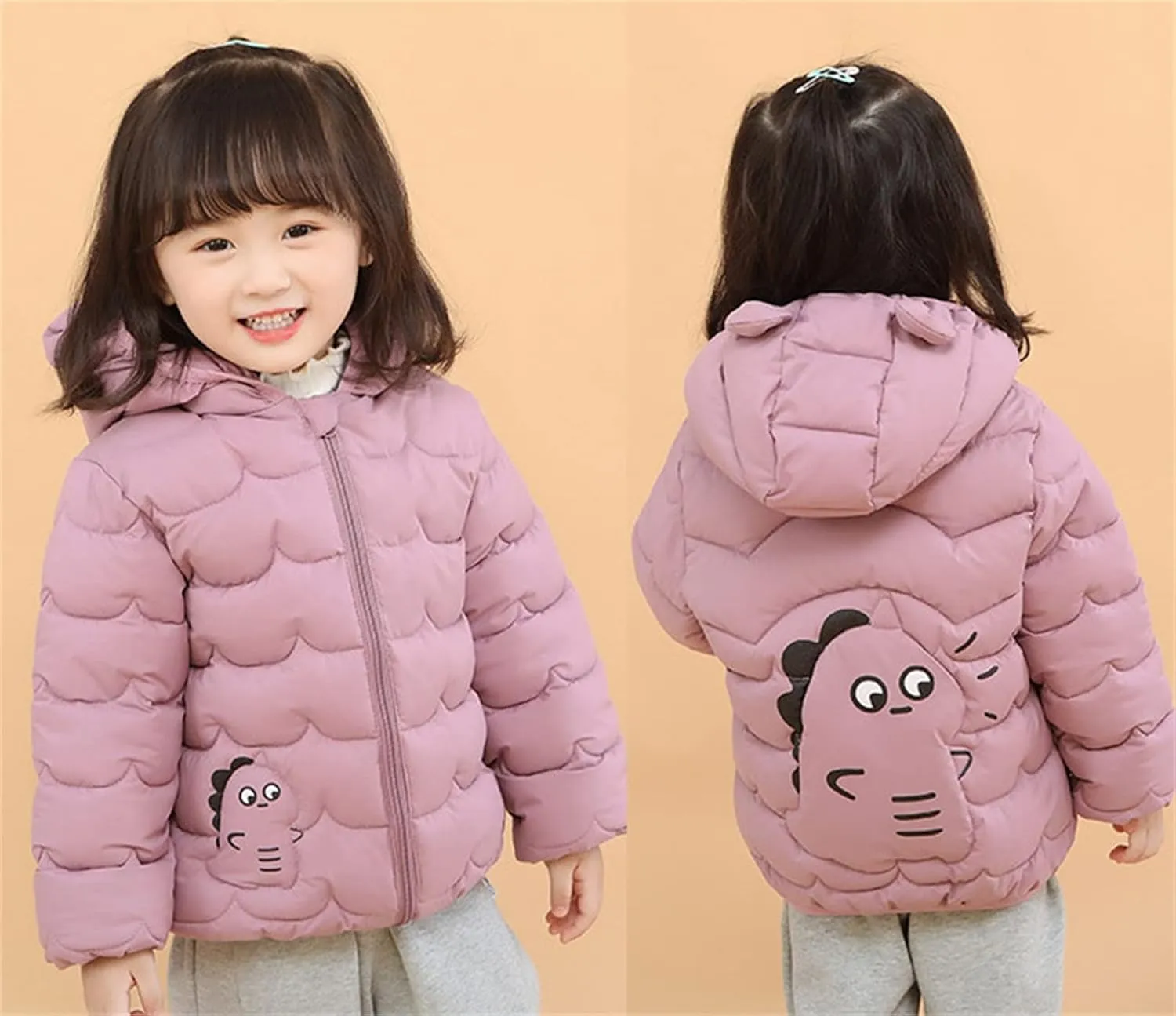 Baby Boys Girls Winter Coats Toddler Bear Hoods Down Jacket Infant Kids Dinosaur Light Puffer Padded Outwear