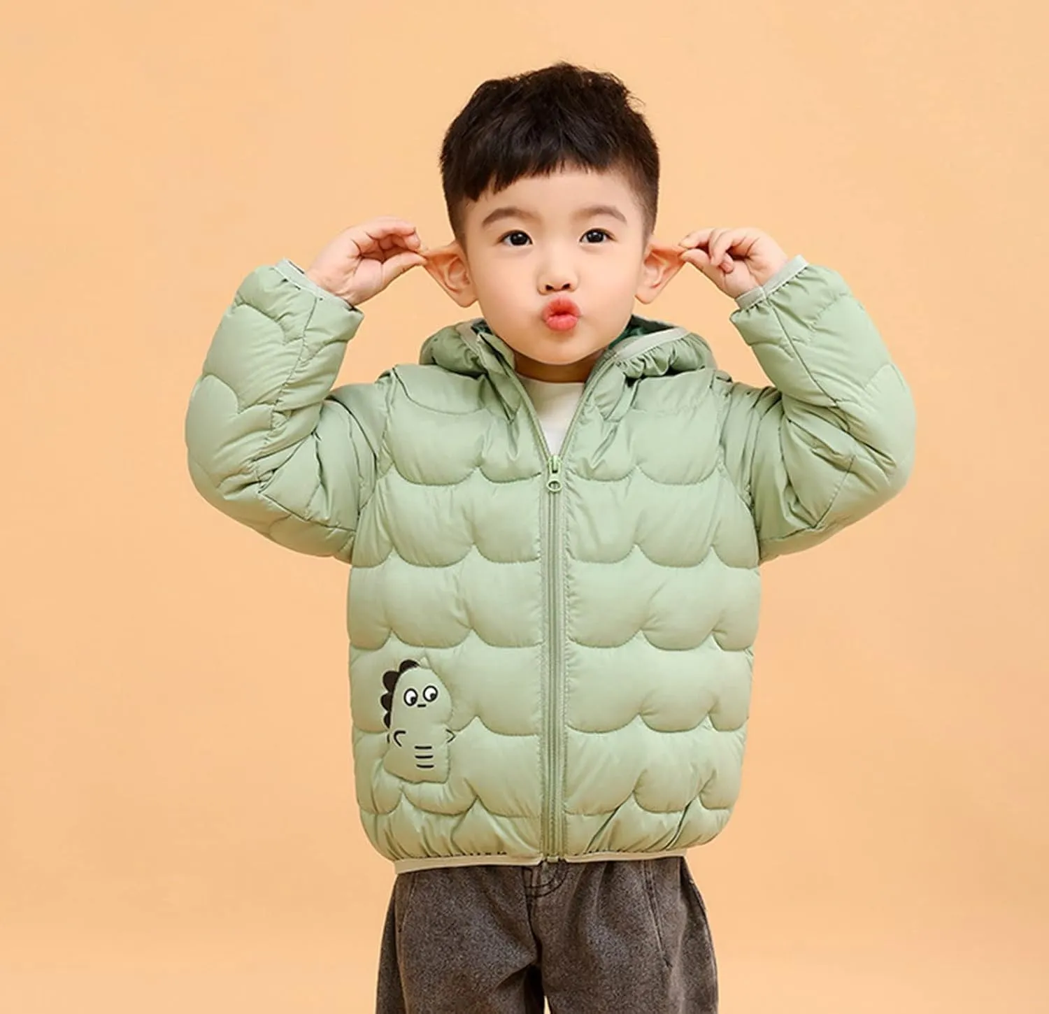 Baby Boys Girls Winter Coats Toddler Bear Hoods Down Jacket Infant Kids Dinosaur Light Puffer Padded Outwear