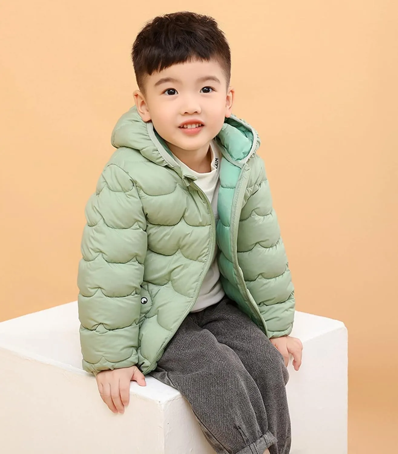 Baby Boys Girls Winter Coats Toddler Bear Hoods Down Jacket Infant Kids Dinosaur Light Puffer Padded Outwear