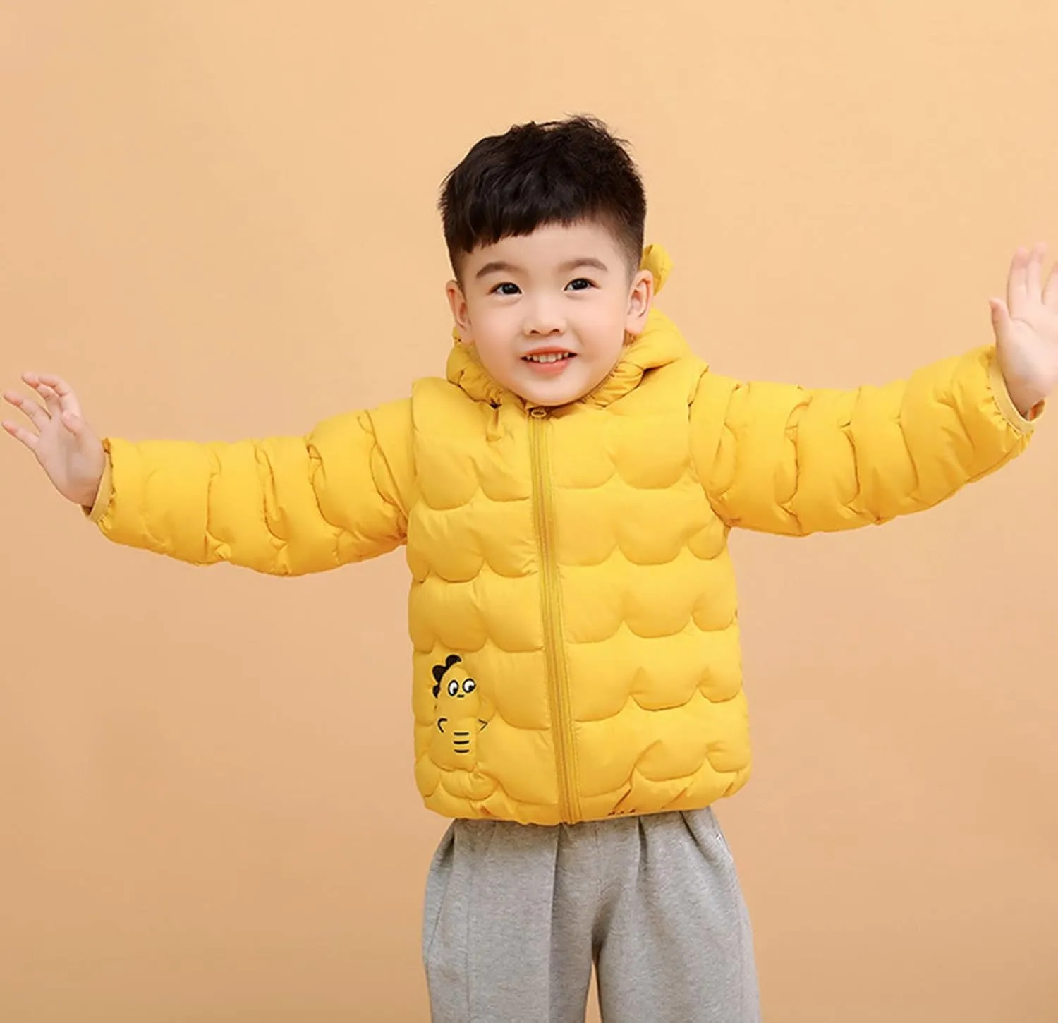 Baby Boys Girls Winter Coats Toddler Bear Hoods Down Jacket Infant Kids Dinosaur Light Puffer Padded Outwear