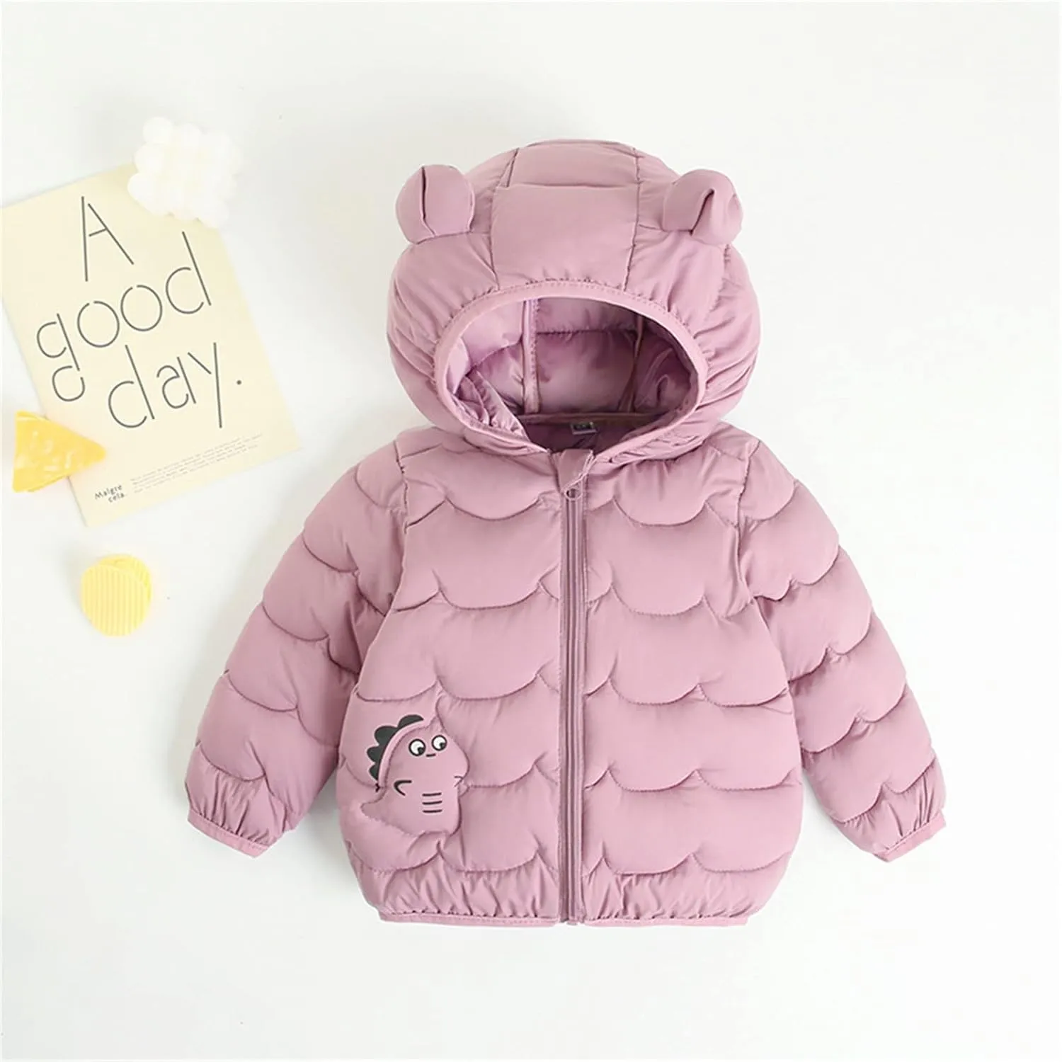 Baby Boys Girls Winter Coats Toddler Bear Hoods Down Jacket Infant Kids Dinosaur Light Puffer Padded Outwear