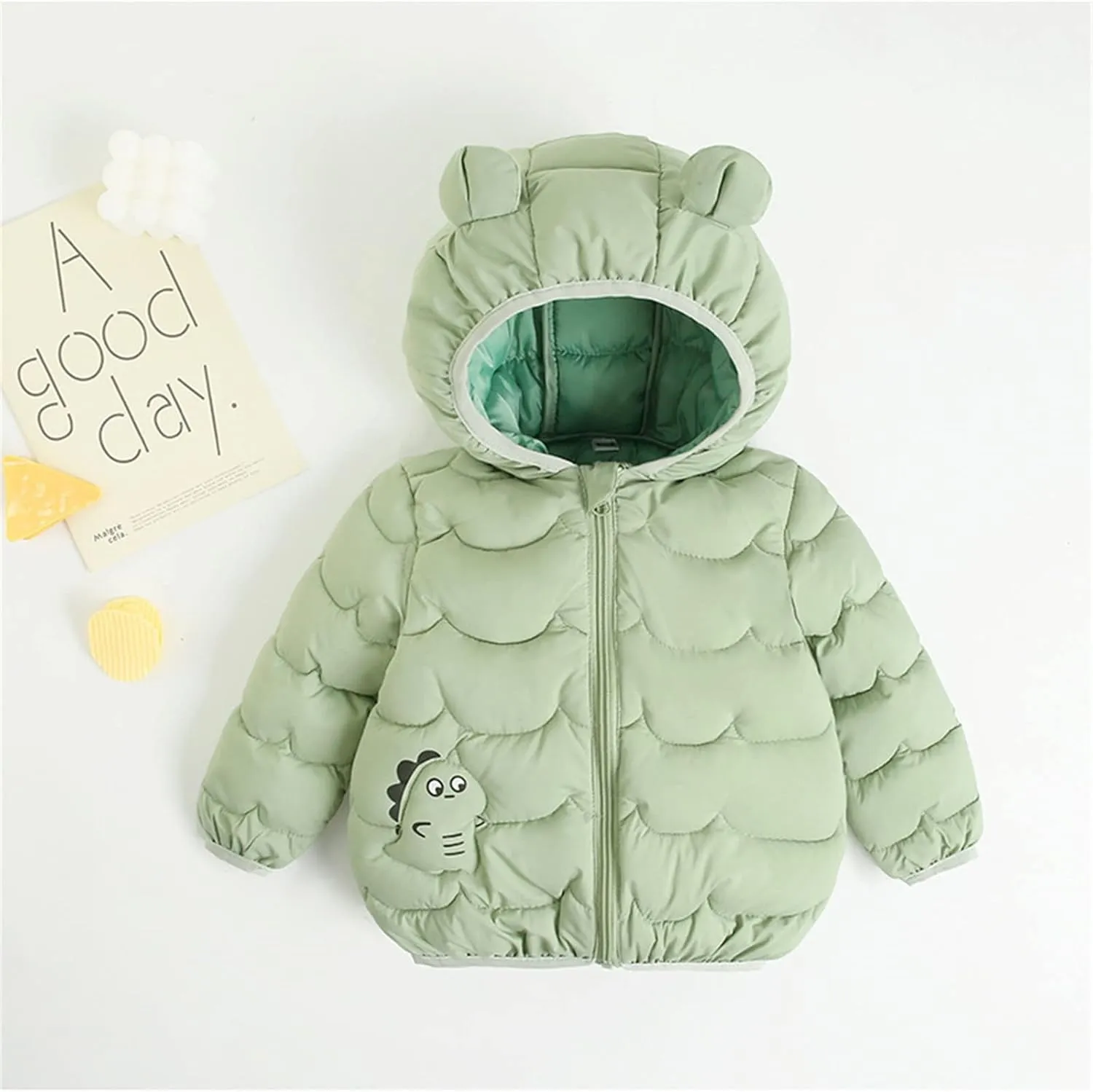 Baby Boys Girls Winter Coats Toddler Bear Hoods Down Jacket Infant Kids Dinosaur Light Puffer Padded Outwear