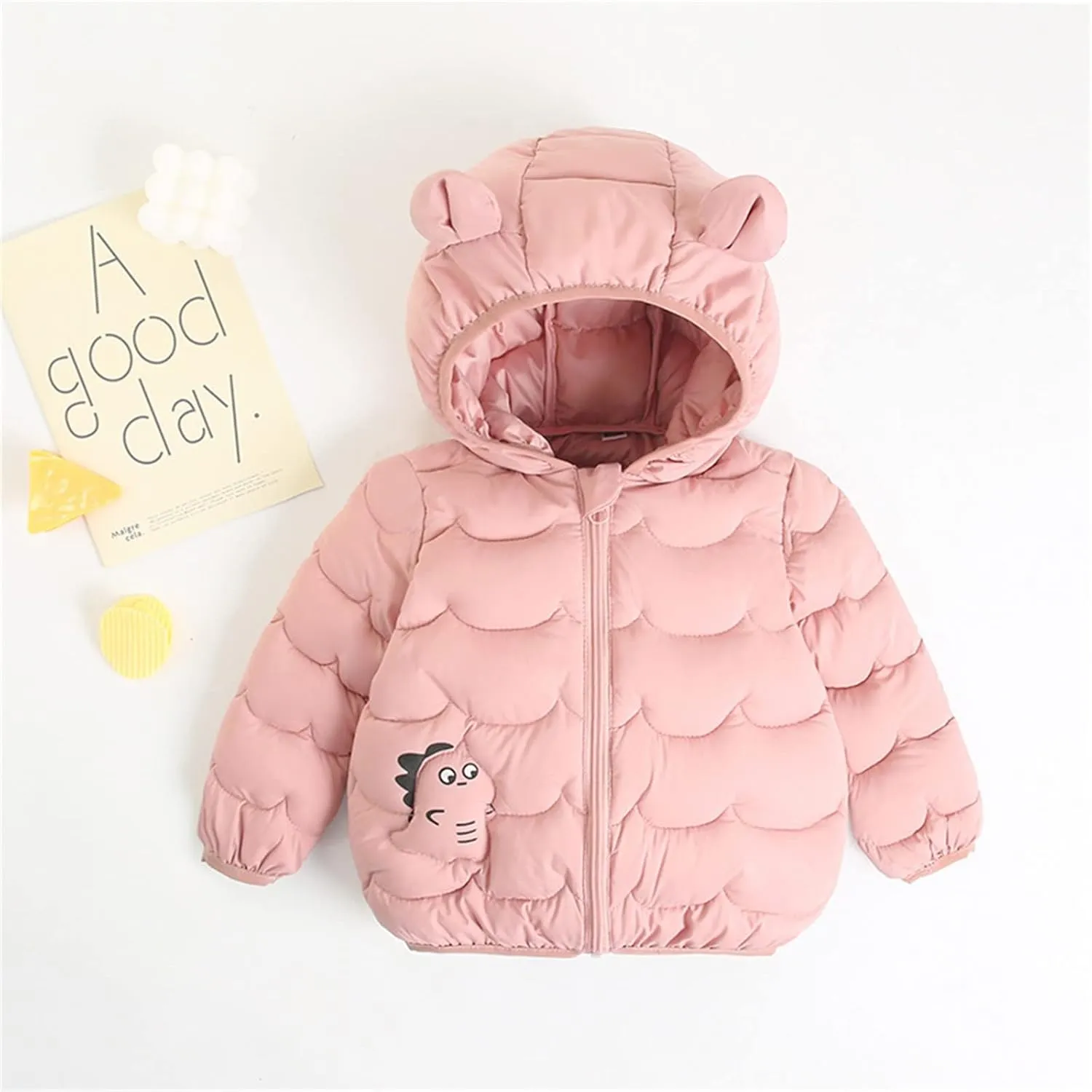 Baby Boys Girls Winter Coats Toddler Bear Hoods Down Jacket Infant Kids Dinosaur Light Puffer Padded Outwear
