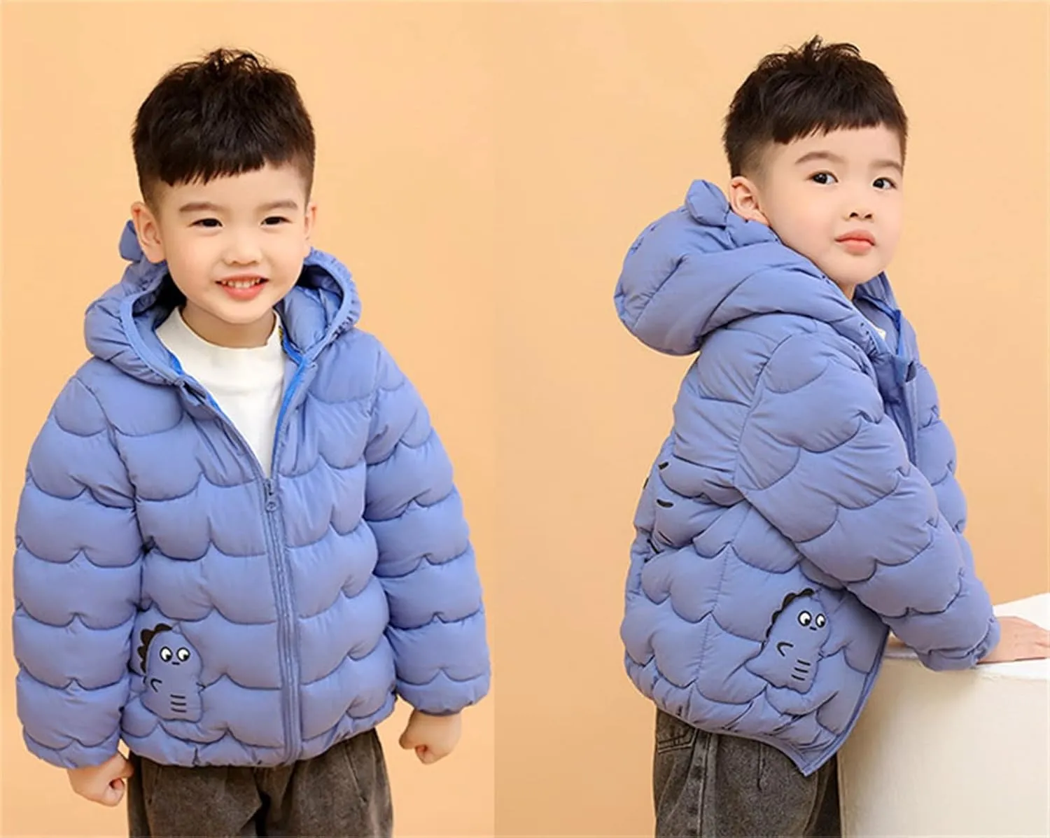 Baby Boys Girls Winter Coats Toddler Bear Hoods Down Jacket Infant Kids Dinosaur Light Puffer Padded Outwear