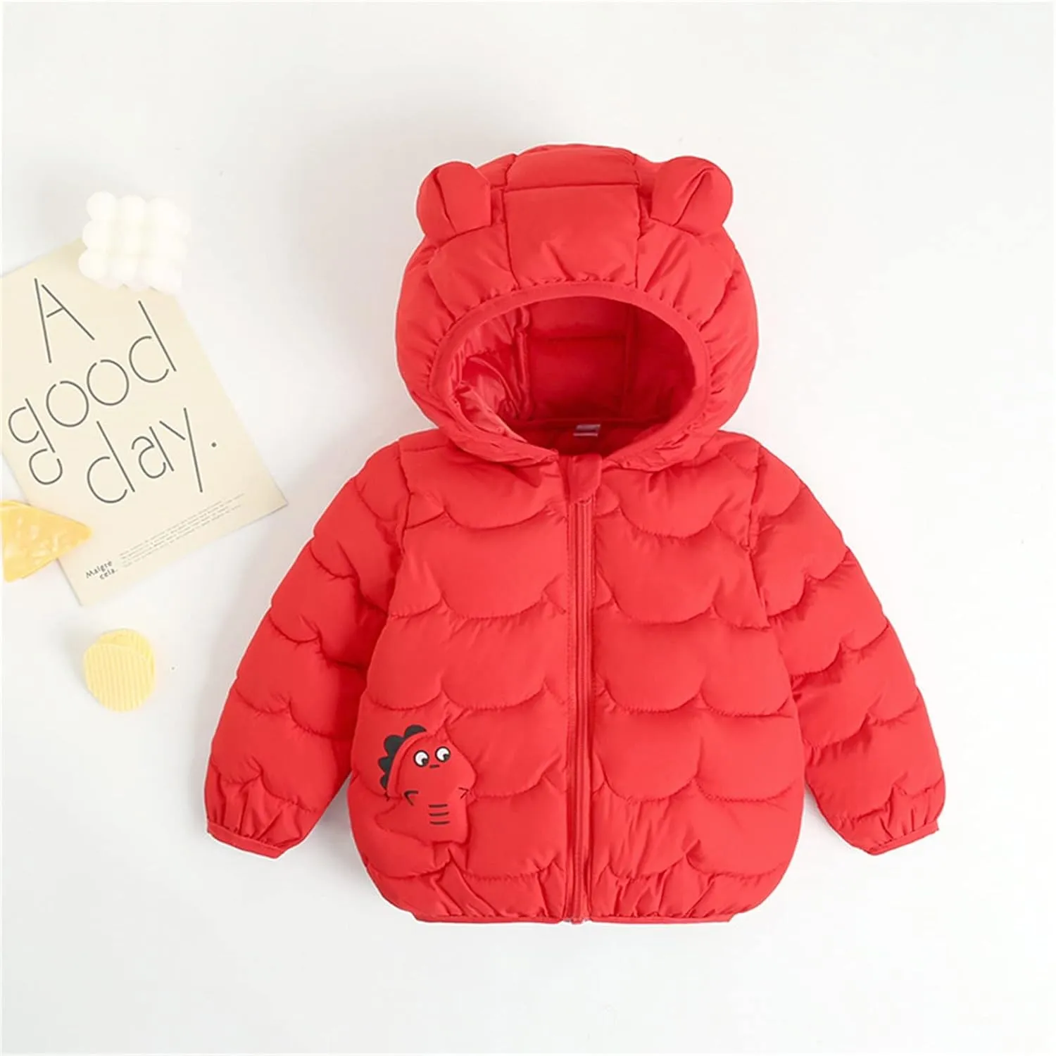 Baby Boys Girls Winter Coats Toddler Bear Hoods Down Jacket Infant Kids Dinosaur Light Puffer Padded Outwear