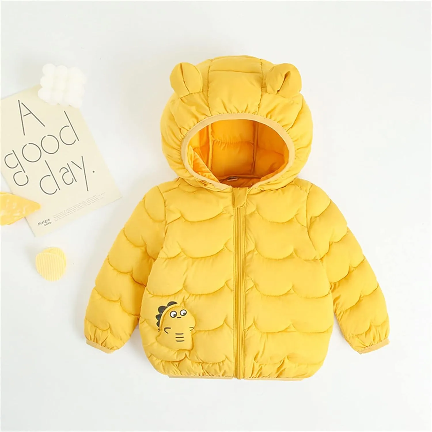 Baby Boys Girls Winter Coats Toddler Bear Hoods Down Jacket Infant Kids Dinosaur Light Puffer Padded Outwear