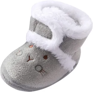 Baby Fleece Booties Newborn First Walkers Shoes Infant Girls Boys Warm Winter Shoes Cute Bear Snow Booties
