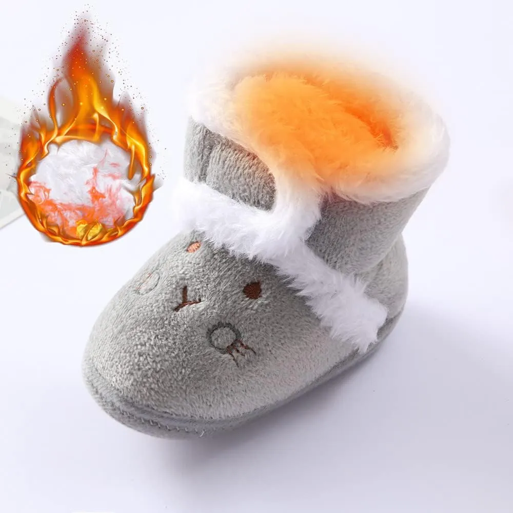Baby Fleece Booties Newborn First Walkers Shoes Infant Girls Boys Warm Winter Shoes Cute Bear Snow Booties