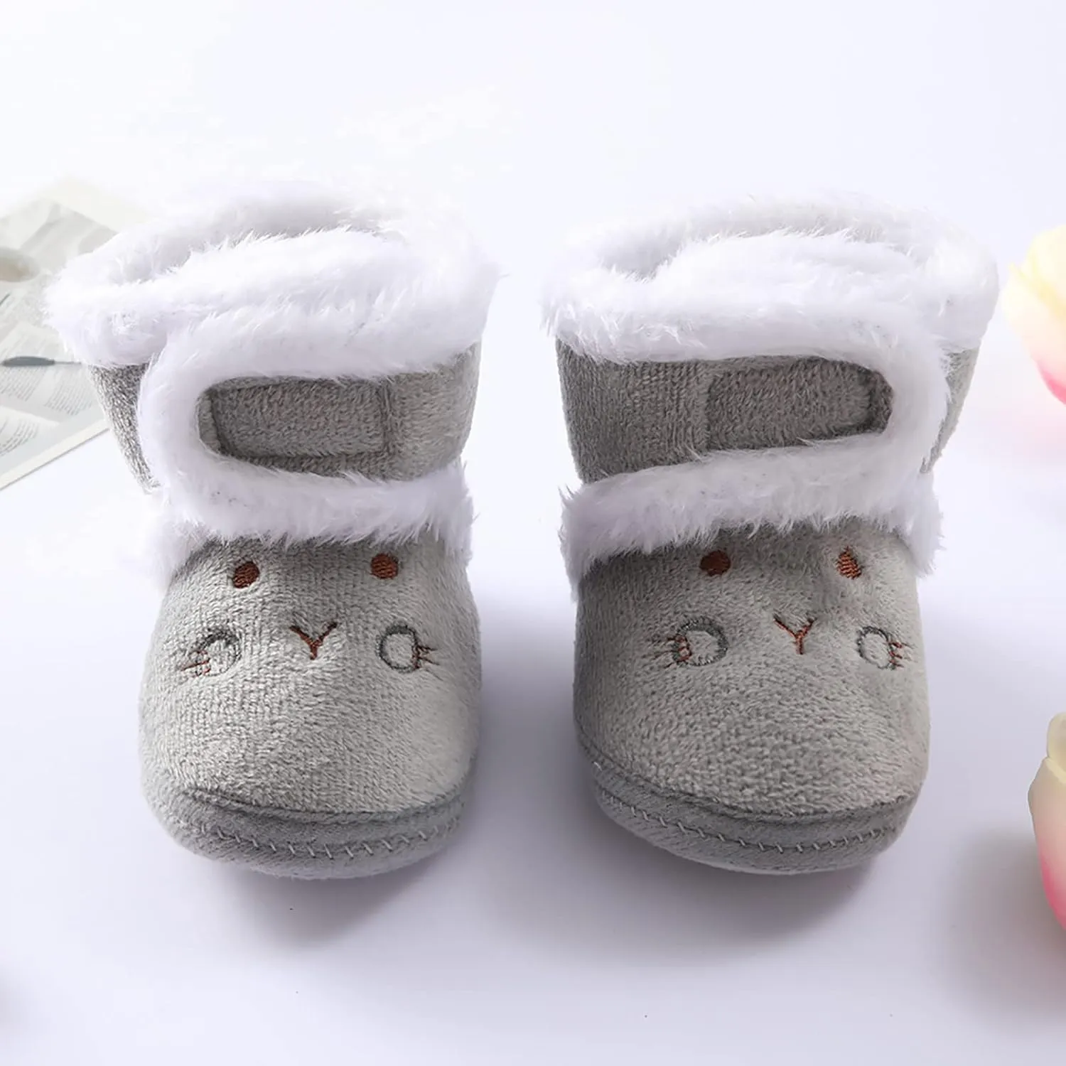 Baby Fleece Booties Newborn First Walkers Shoes Infant Girls Boys Warm Winter Shoes Cute Bear Snow Booties