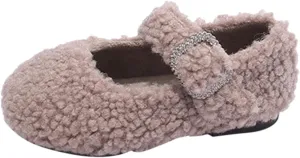 Baby Girls Flat Plush Warm Cotton Shoes Non Slip Shoes Fall Winter Fuzzy Boots Girls Squeaky Shoes Girl Shoes