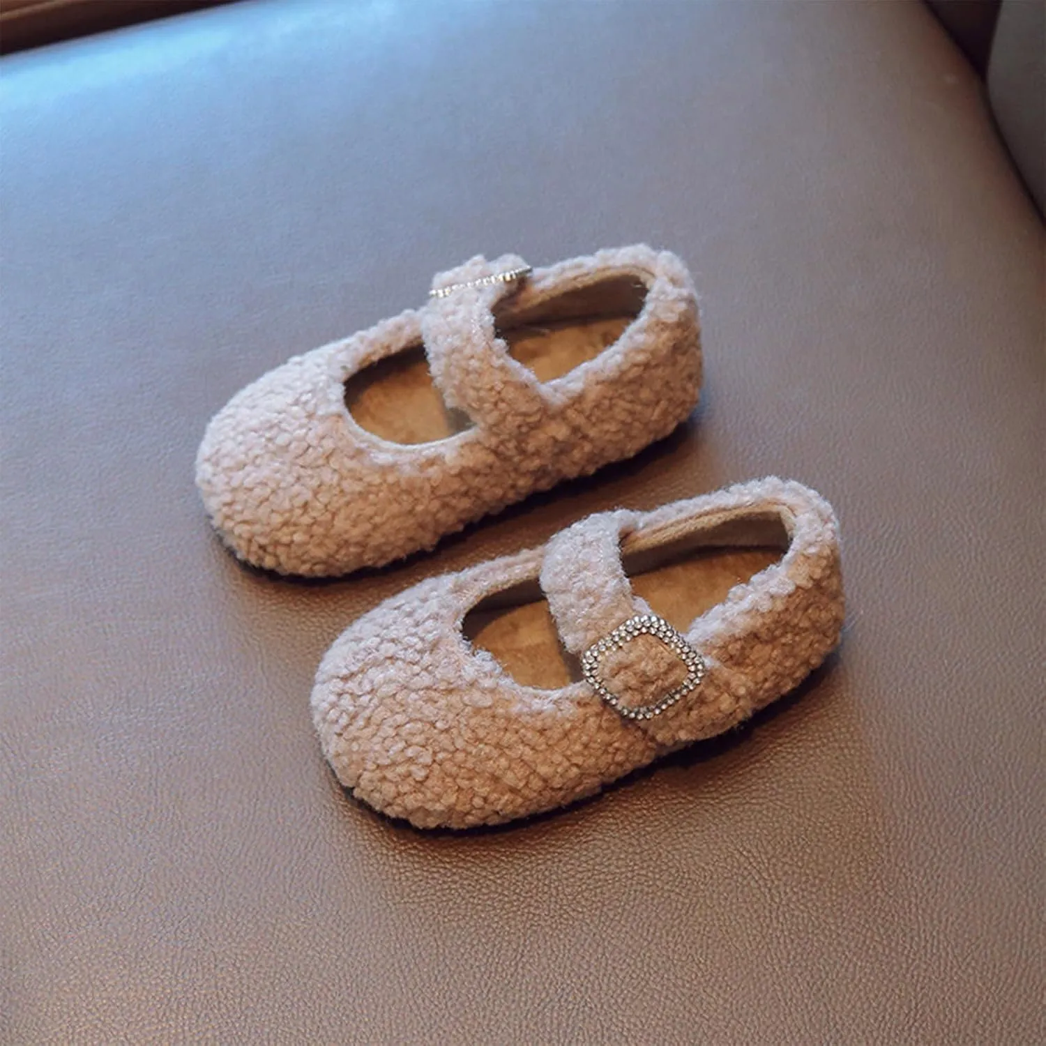Baby Girls Flat Plush Warm Cotton Shoes Non Slip Shoes Fall Winter Fuzzy Boots Girls Squeaky Shoes Girl Shoes