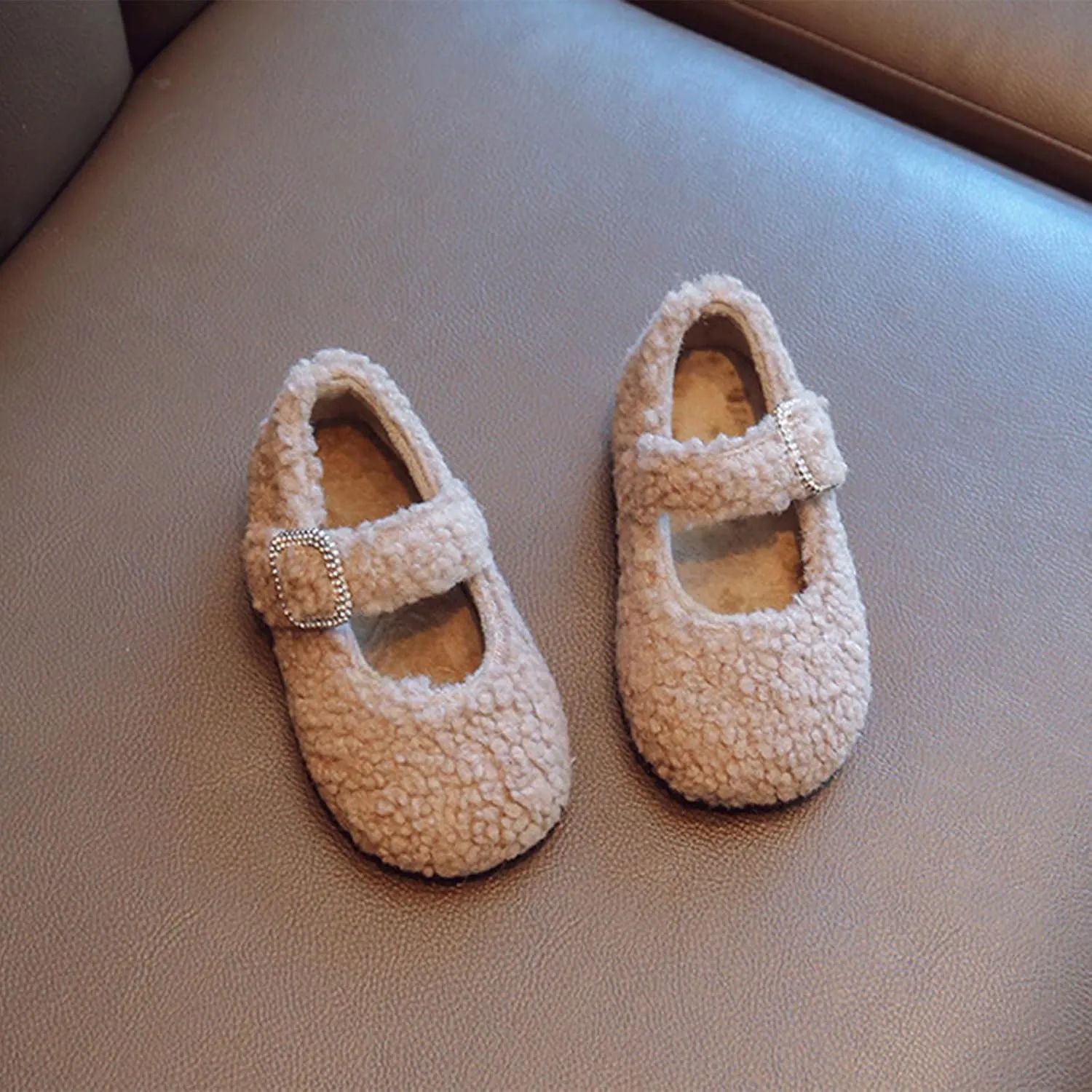 Baby Girls Flat Plush Warm Cotton Shoes Non Slip Shoes Fall Winter Fuzzy Boots Girls Squeaky Shoes Girl Shoes