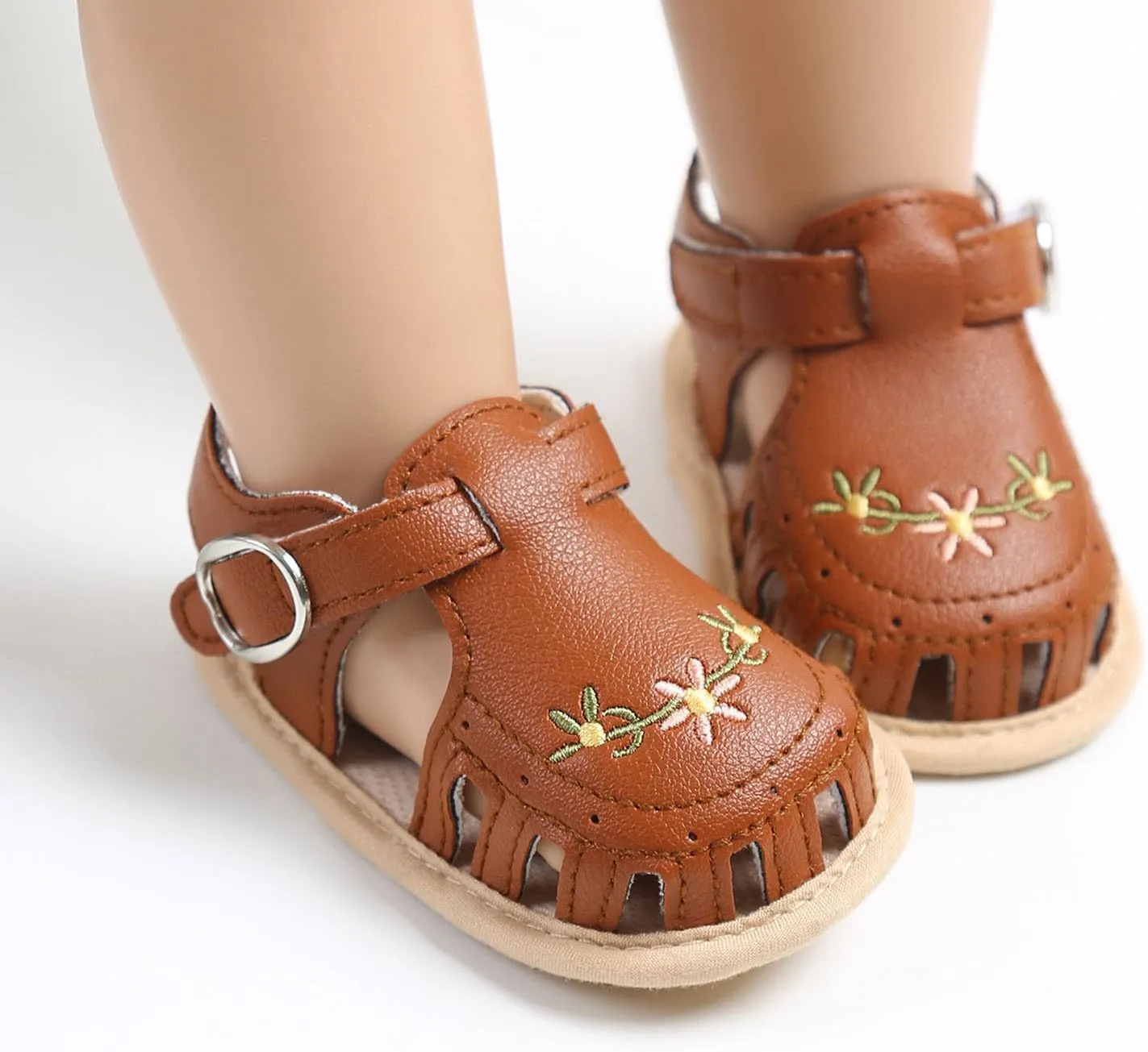 Baby Girls Sandals Summer Flower Flat Shoes Cute Soft Sole Non-Slip Sandals Infant Toddler First Walkers Princess Dress Shoes