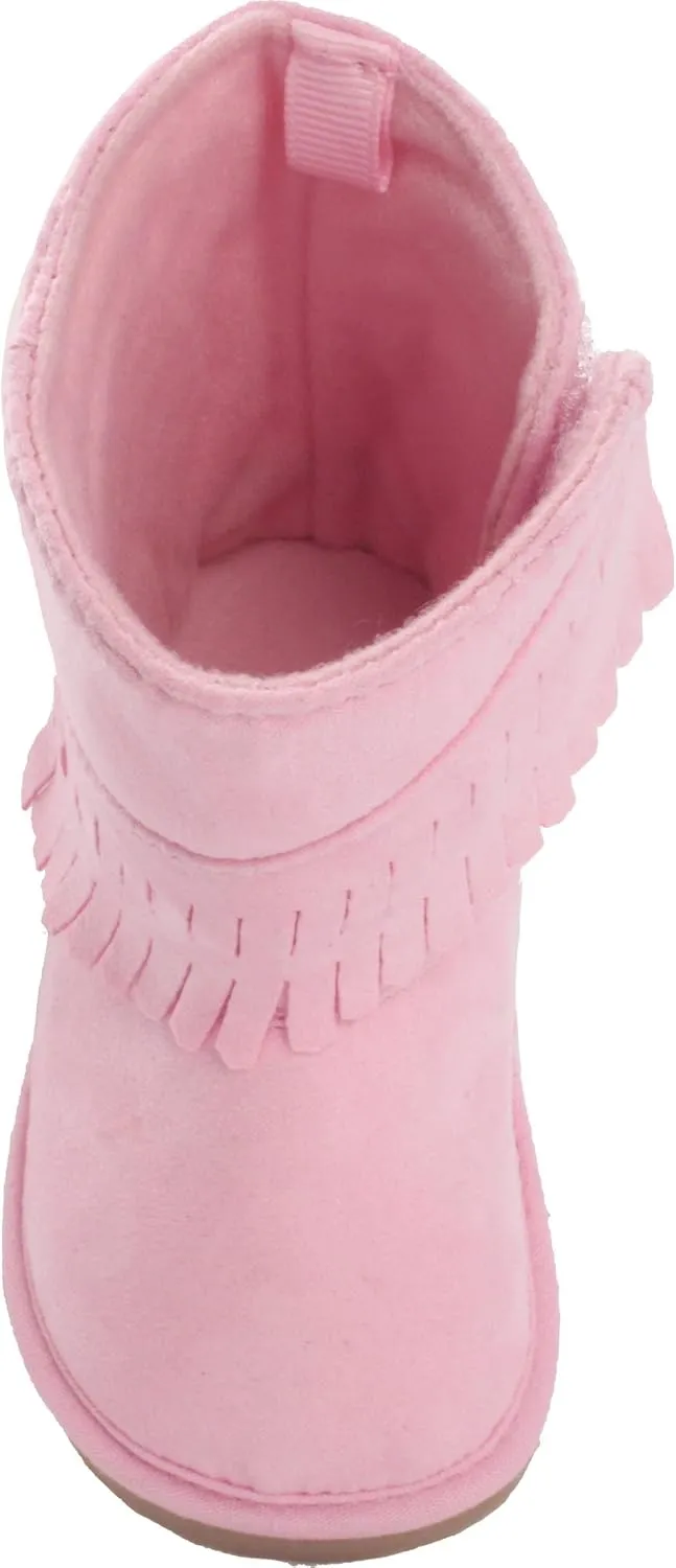 Baby-Girls Suede Western Boots with Fringe Infant Toddler Walking Shoes Cowboy Cowgirl Moccasin