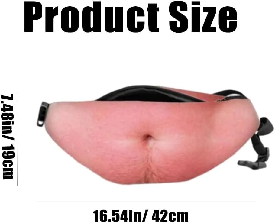 Beer Belly Fanny Pack for Men, Gag Hairy Belly Fanny Pack Funny, Adjustable Belt Bag, White Elephant Gifts for Adults, Hiking Pack,3D Dad Fake Bellies Bags, Gag Gifts Adults Funny(A)