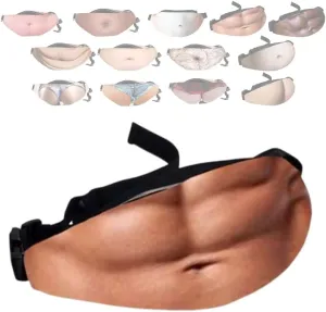 Beer Belly Fanny Pack for Men, Gag Hairy Belly Fanny Pack Funny, Adjustable Belt Bag, White Elephant Gifts for Adults, Hiking Pack,3D Dad Fake Bellies Bags, Gag Gifts Adults Funny(D)