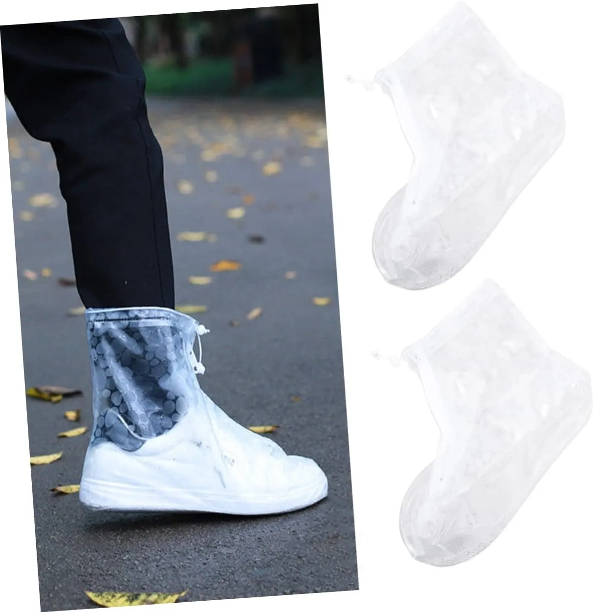 BESPORTBLE 2 Pairs Rainproof Shoe Covers Rain Shoe Covers Overshoes Waterproof Shoe Protector High Top Water Shoes