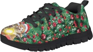 Boy Girls Tennis Shoe Sport Running Shoe Christmas Sneaker Lightweight Breathable Lace Up Mesh Athletic Shoe US11-5