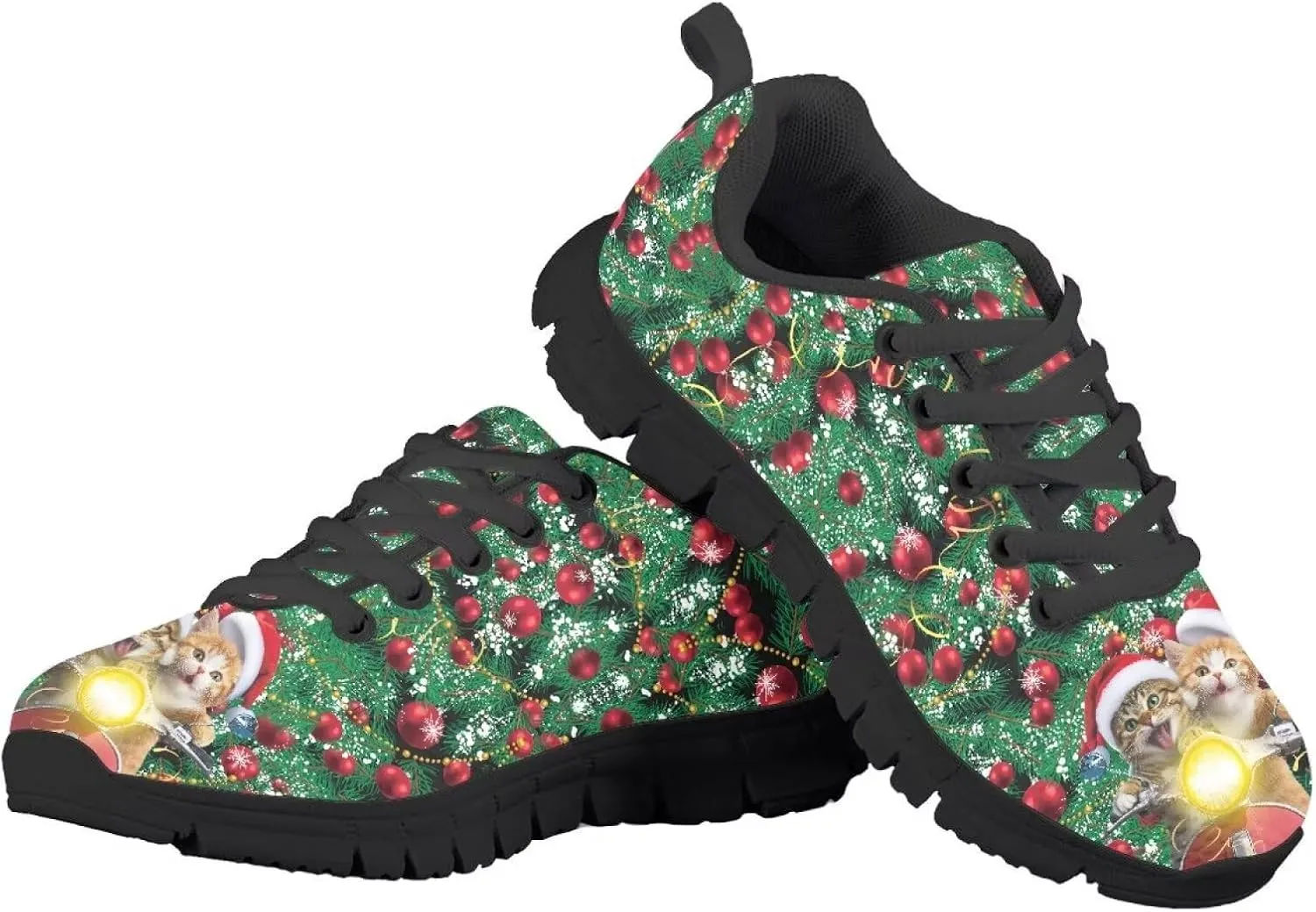 Boy Girls Tennis Shoe Sport Running Shoe Christmas Sneaker Lightweight Breathable Lace Up Mesh Athletic Shoe US11-5