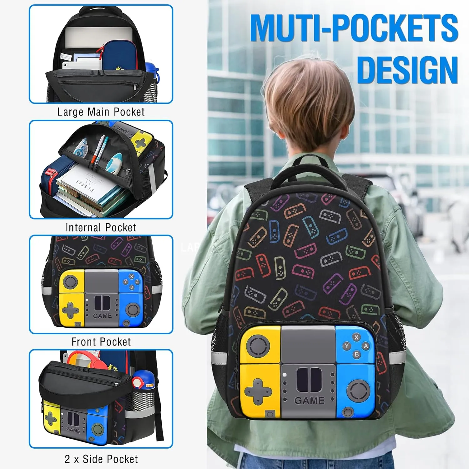Boys Backpack For School Kids Backpack Game Schoolbag For Children Teens Elementary Middle College Student Bookbag Travel Rucksack Laptop Daypacks