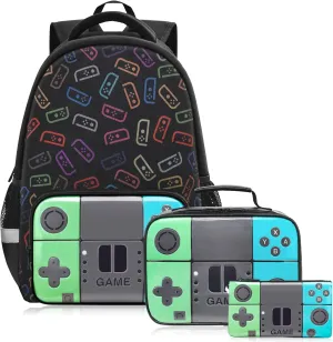 Boys Backpack For School Kids Backpack Set With Lunch Box Pencil Case,Game Schoolbag Children Teens Elementary Middle College Student Bookbag Travel Rucksack Laptop Daypacks