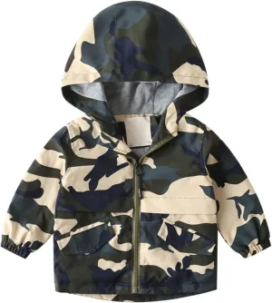 Boys Girls Toddler Hooded Cotton Lined Rain Jacket Baby Light Windbreaker Solid Zipper Fall Clothes with Pocket