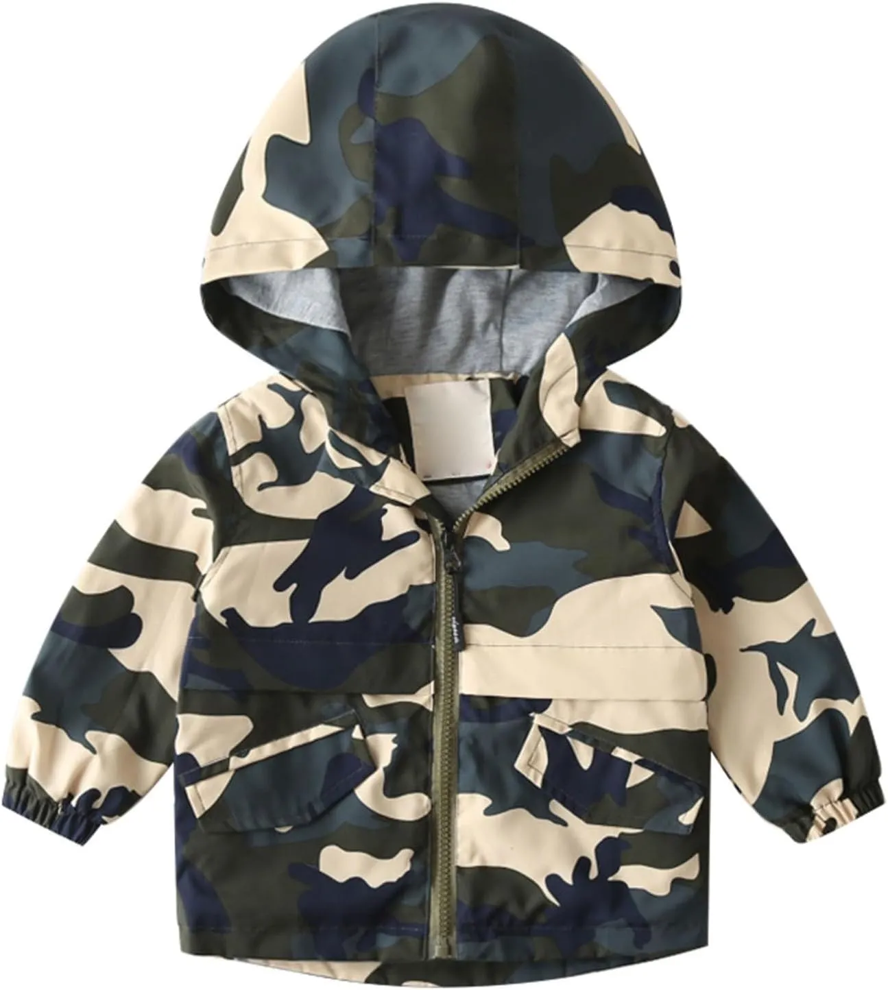Boys Girls Toddler Hooded Cotton Lined Rain Jacket Baby Light Windbreaker Solid Zipper Fall Clothes with Pocket
