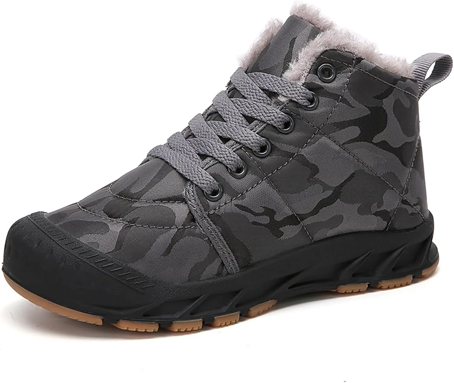 Boys Little Child and Big Kids High Top Outdoor Water Proof Camouflage Snow Boots Children Plush Winter Shoes for Kids