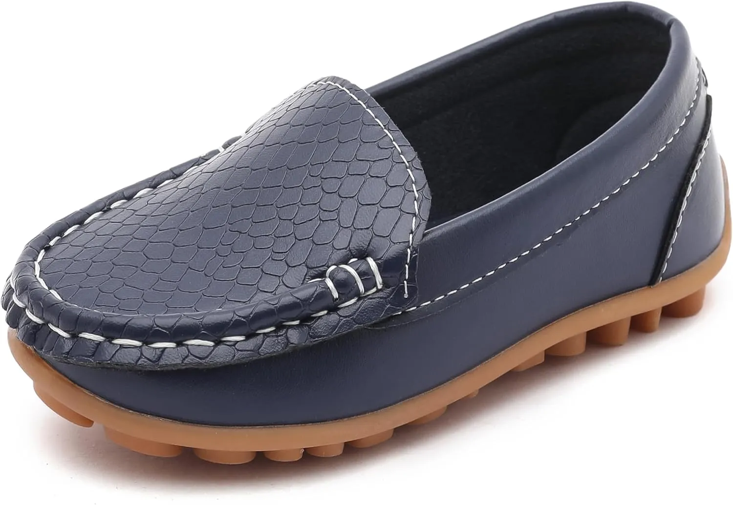 Boys Loafers PU Leather Slip-On Toddler Dress Shoes Non-Slip Sole Kids Moccasins for School Events and Daily Wear