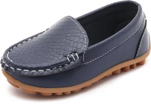 Boys Loafers PU Leather Slip-On Toddler Dress Shoes Non-Slip Sole Kids Moccasins for School Events and Daily Wear