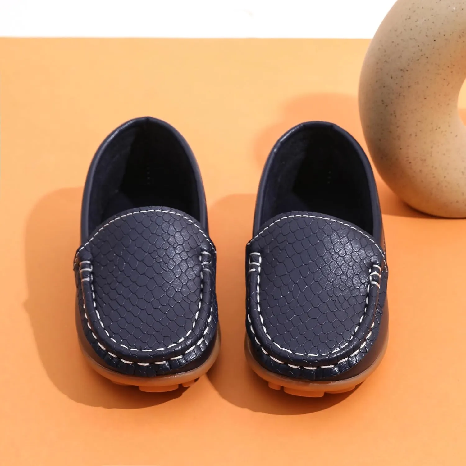 Boys Loafers PU Leather Slip-On Toddler Dress Shoes Non-Slip Sole Kids Moccasins for School Events and Daily Wear